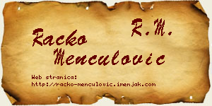 Racko Menčulović vizit kartica